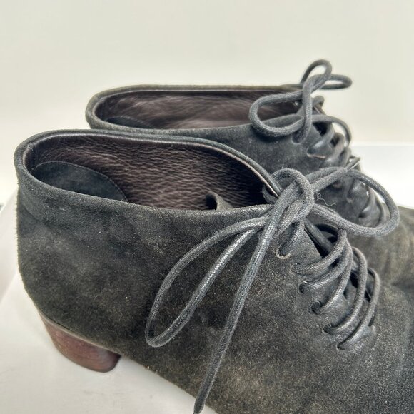 MARSELL Rare Lace Up Suede Chunky Heeled Oxford Booties Distressed Look Sz 37.5 - Picture 7 of 8